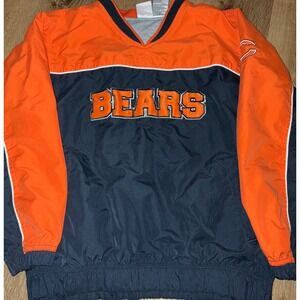 NFL Chicago Bears Pullover Youth Windbreaker Jacket Orange Navy‎ Blue Medium